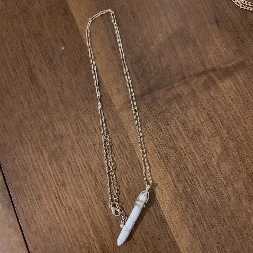 *SALE-DONATING ON 11/5* Long white crystal necklace with gold chain